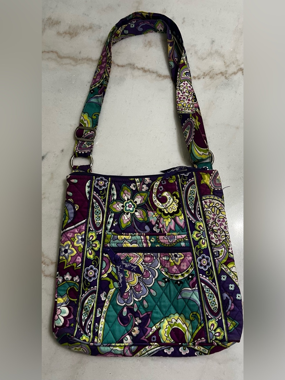 Vera Bradley  Women’s Retired Heather Paisley Pattern Purple Crossbody Floral